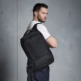 Backpack on right shoulder